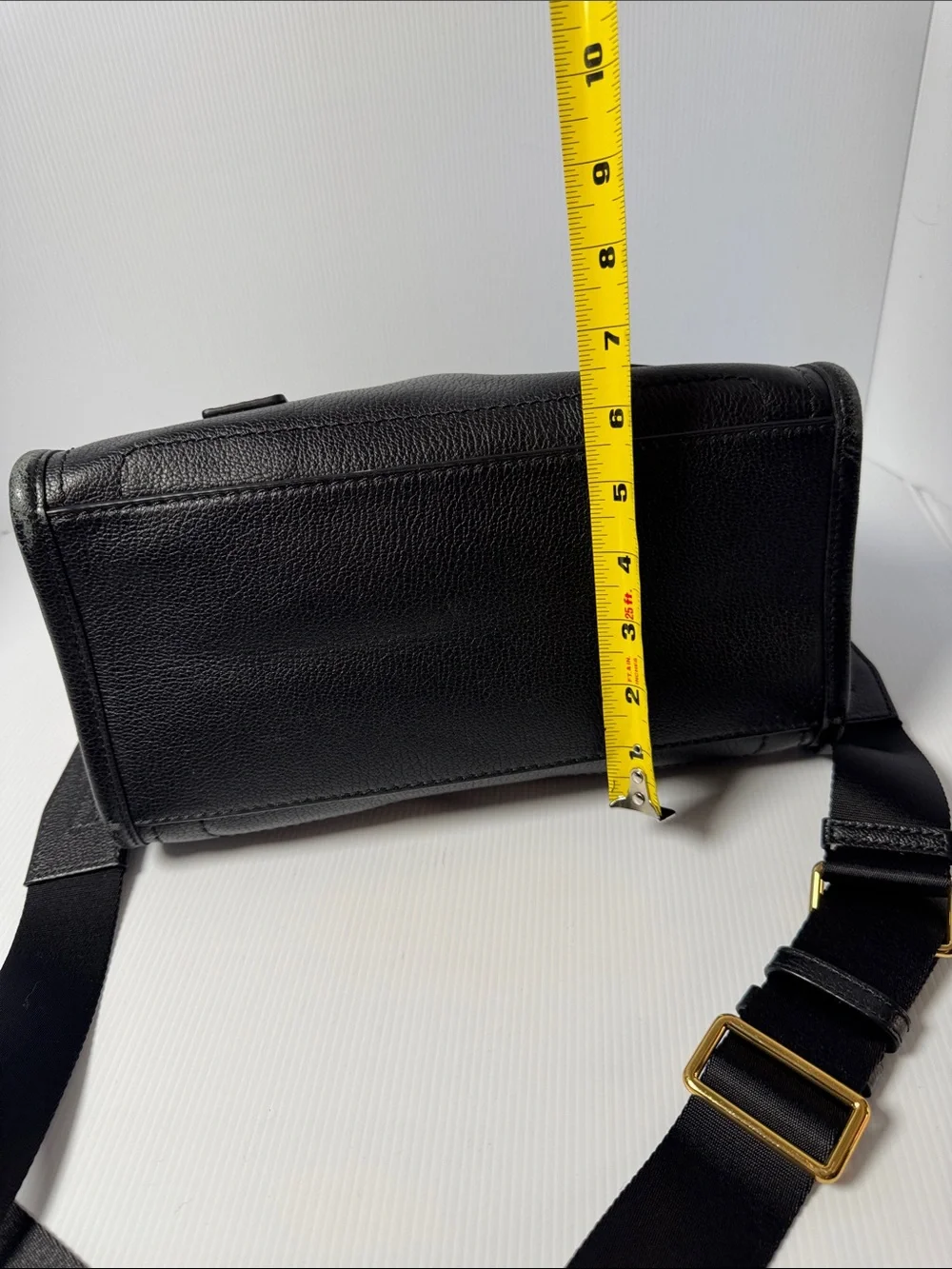 MARC JACOBS Wellington Black Pebbled Leather Satchel Crossbody Gold Hardware